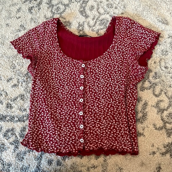 red button down brandy top - Picture 1 of 2
